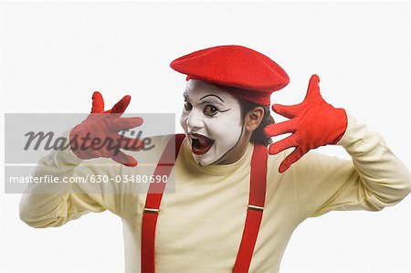 Portrait of a mime gesturing