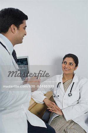 Doctors talking in a hospital