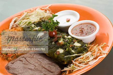 Enchilada served on a plate