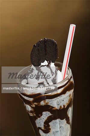 Close-up of a glass of chocolate sundae