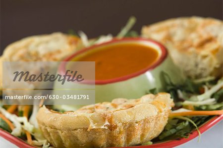 Chicken quiche served on a plate