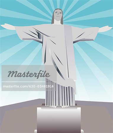 Low angle view of a statue, Christ the Redeemer, Rio De Janeiro, Brazil