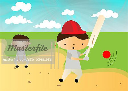 Garçons jouer au cricket