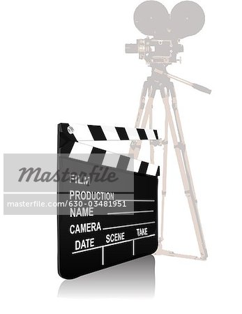 Nahaufnahme einer Film-Kamera mit einer Filmklappe