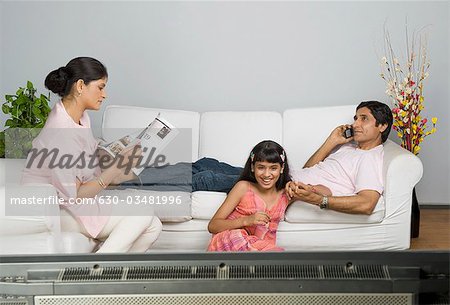 Family involved in different leisure activities