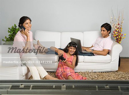 Family involved in different leisure activities