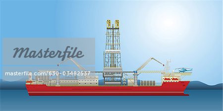 Navire de forage de puits de pétrole