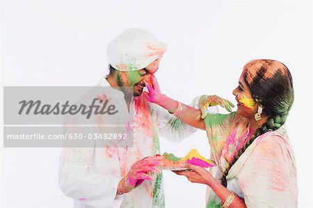 Couple celebrating Holi