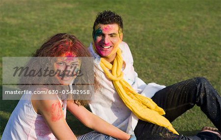 Couple fête Holi