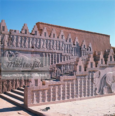 Sculptures sur l'escalier, Persépolis, UNESCO World Heritage Site, Iran, Moyen-Orient