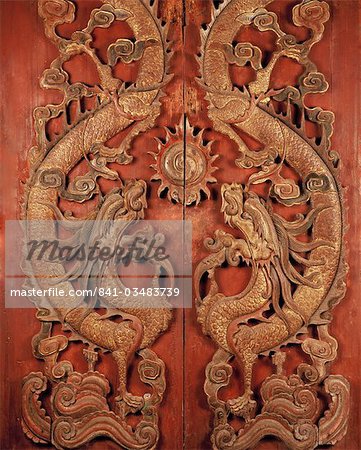 Porte de style chinois dans un manoir à Songkhla, Thaïlande, Asie du sud-est, Asie