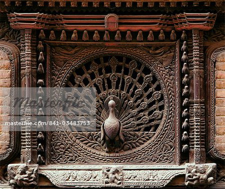 Peacock Fenster am Basantapur Turm, der königliche Palast von Kathmandu, Nepal, Asien
