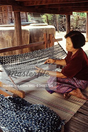 Ikat weaving in Korat, Thailand, Southeast Asia, Asia