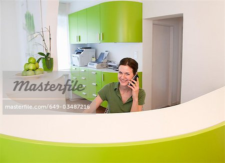 Receptionist on phone