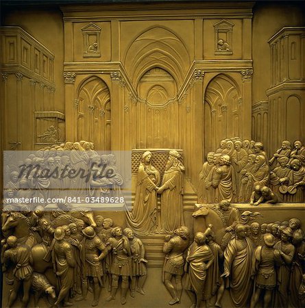 Baptisterium Bronze Osten Door von Ghiberti, Gates of Paradise, Florenz, UNESCO Weltkulturerbe, Tuscany, Italien, Europa