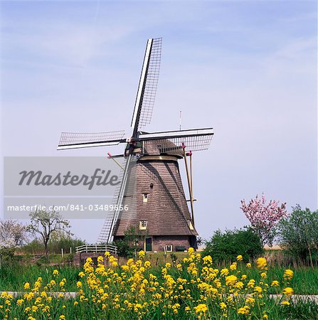 Windmill, Kinderdijk, near Rotterdam, Holland, Europe