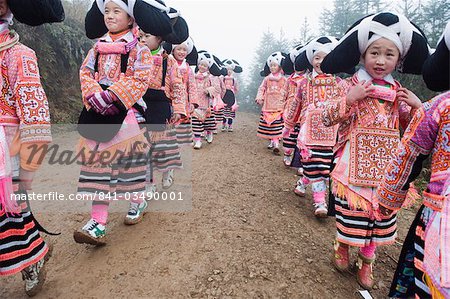 Longues Horn Miao lunaires célébrations du nouvel an festivals Sugao ethniques village, Province de Guizhou, en Chine, Asie