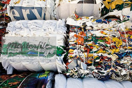 Storage of bales of PVC sheeting for recycling