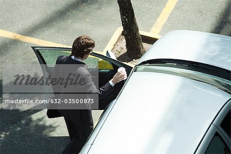 Businessman getting into car