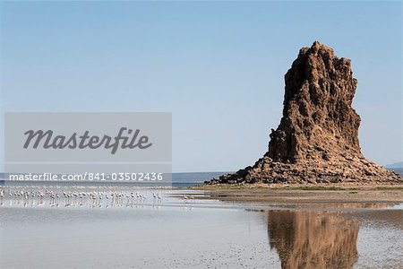 Le paysage désolé de Lac Abbe, parsemé de cheminées de pierre calcaire, Djibouti, Afrique