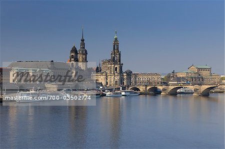 Dresden Skyline with River Elbe, Dresden, Saxony, Germany