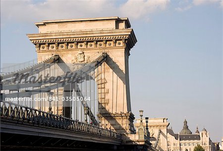 A close-up of the Chain Bridge, Budapest, Hungary, Europe