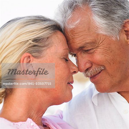 senior couple outdoors, close-up