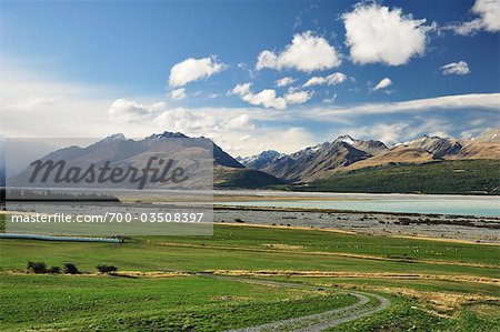 Lake Pukaki und Gammack Range, Canterbury, Südinsel, Neuseeland