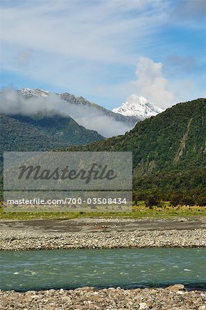 Karangarua River and Southern Alps, West Coast, South Island, New Zealand