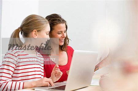 Mother and daughter doing homework