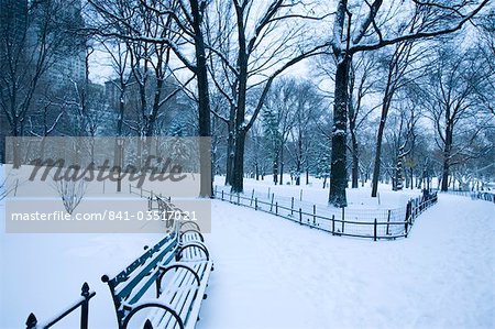 An early morning view of Central Park after a snowstorm, New York City, New York State, United States of America, North America