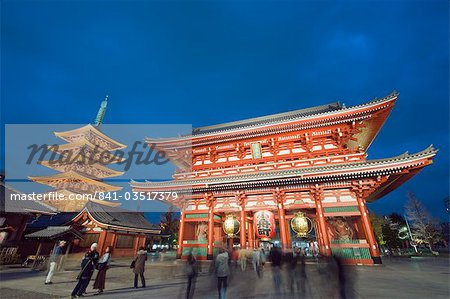 Sensoji temple illuminated at night, Asakusa, Tokyo, Japan, Asia