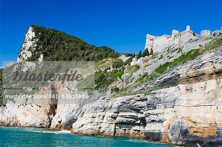 Château de falaise, Portovenere, Cinque Terre, patrimoine mondial de l'UNESCO, Ligurie, Italie, Europe