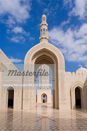 Entrée à Al Ghubrah ou grande mosquée, Muscat, Oman, Moyen-Orient