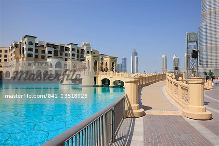 The Souk Al Bahar and Burj Khalifa, formerly the Burj Dubai, Downtown Burj Dubai, Dubai, United Arab Emirates, Middle East