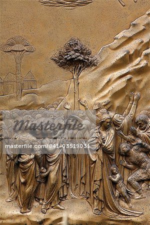 Hebräische Volk, Gates of Paradise, bronze-Türen des Baptisterium San Giovanni, Florenz, Toskana, Italien, Europa