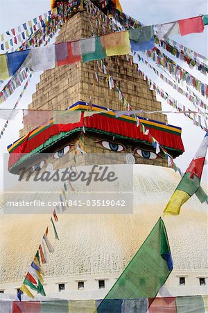 Stupa de Bodhnath, patrimoine mondial UNESCO, Katmandou, Népal, Asie