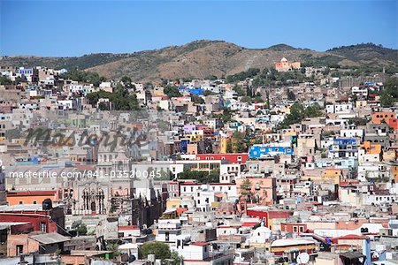 Vue d'ensemble, architecture coloniale, Guanajuato, patrimoine mondial de l'UNESCO, état de Guanajuato, au Mexique, en Amérique du Nord