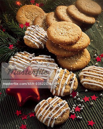 Peanut biscuits with sesame seeds and date & walnut biscuits