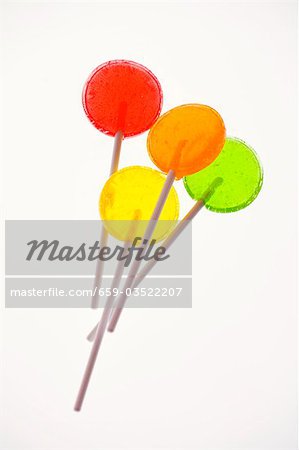 Four coloured lollipops