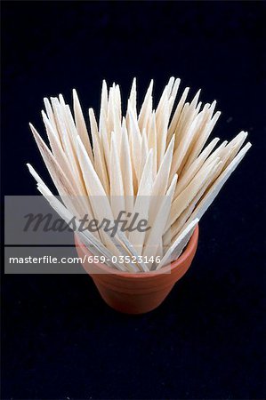 Spanish toothpicks in a terracotta pot