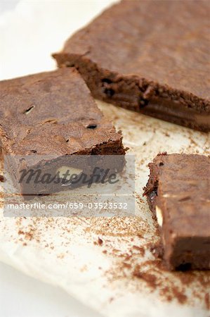 Nut brownies on baking parchment