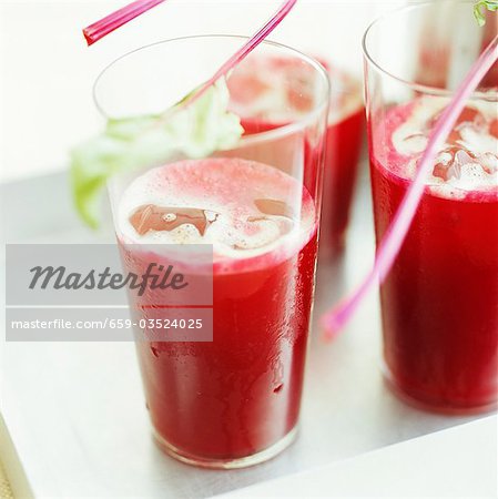 Beetroot, ginger and apple juice on ice