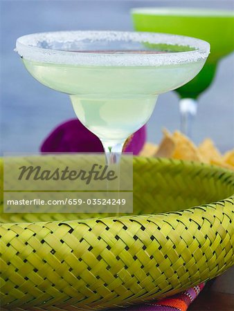 Margarita in glass with salted rim (Mexico)