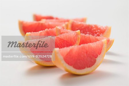 Wedges of pink grapefruit