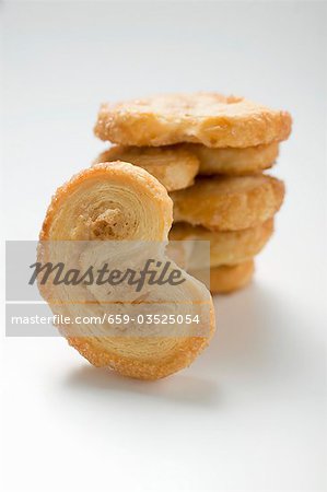 Several palmiers (puff pastry biscuits)