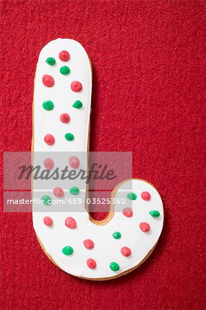 Iced Christmas biscuit (candy cane)