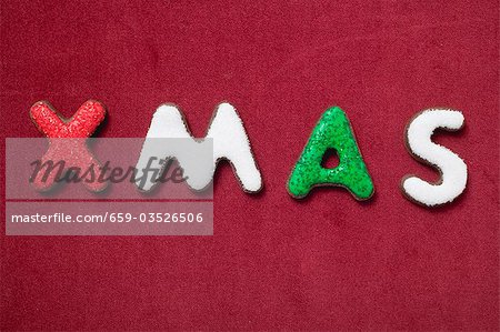 The word XMAS on red background