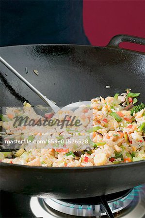 Friture de légume riz au wok