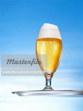 Glass of lager with head Glass of lager with head